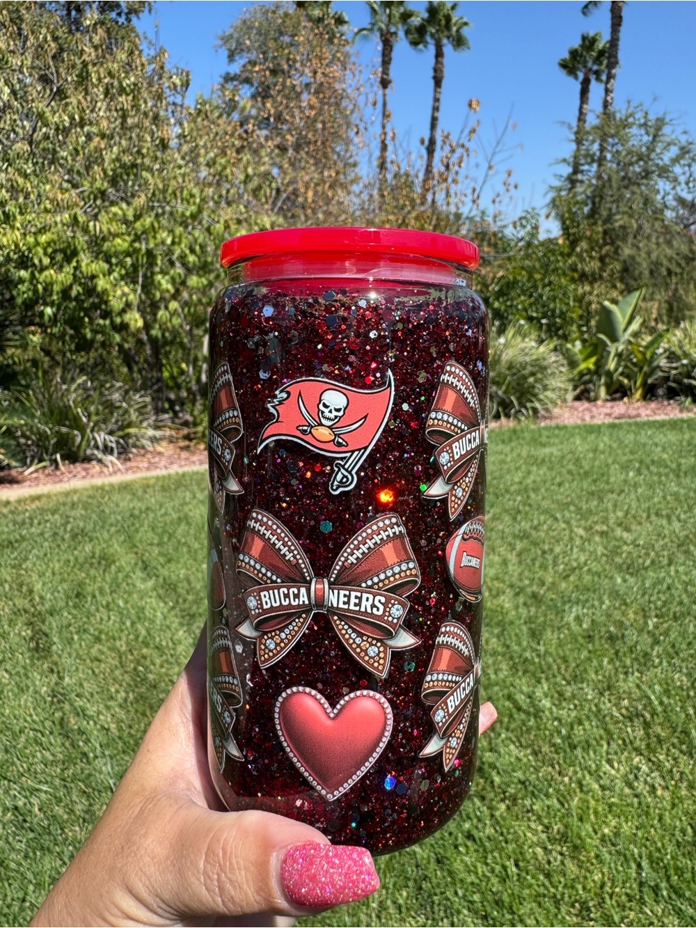 Tampa bay Buccaneers snow globe tumbler 16oz